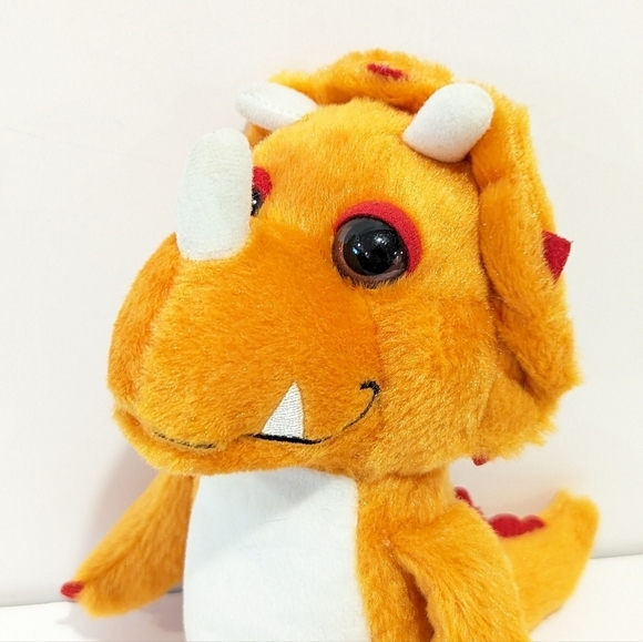 2/$20 Kinder triceratops orange dinosaur plush - Picture 2 of 7